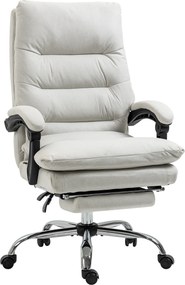 Vinsetto Cadeira de escritório com função de massagem, aquecível, reclinável, couro sintético, 65x72x109-117cm, Cremeweiß | Aosom Portugal
