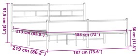 Estrutura cama sem colchão 183x213 cm metal carvalho castanho