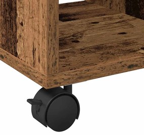 Mesa Lateral com Rodas em Madeira Antiga 50x30x55 cm em Madeira de Eng