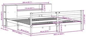 Cama com estante sem colchão 200x200 cm pinho maciço branco