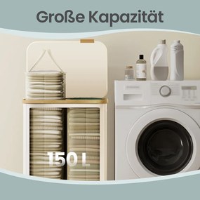 Cesto da roupa suja com tampa 150L 52 x 38,5 x 75 cm Creme