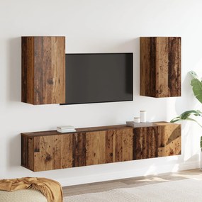 Conjunto de Armário de TV de 4 peças montado na parede em madeira enve