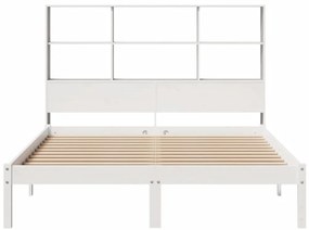 Cama com estante sem colchão 120x200 cm pinho maciço branco