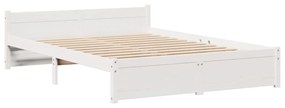 Cama com estante sem colchão 160x200 cm pinho maciço branco