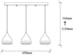 **** Chandelier Yildo – Preto Cobre – 65 x 14 x 31-111 cm

**