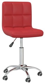 Cadeira de jantar giratória couro artificial vermelho tinto