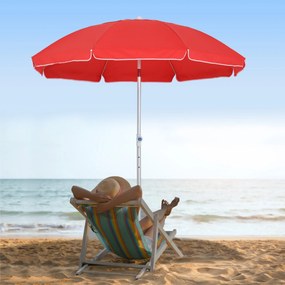 Guarda-sol de praia octogonal inclinável, Ø 180 cm, tecido de poliéster de alta densidade com proteção UV, altura ajustável, mastro de alumínio, bolsa
