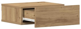 Mesa de cabeceira flutuante em carvalho artesanal 40x32x15 cm