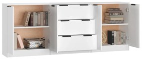 3 pcs aparadores derivados de madeira branco
