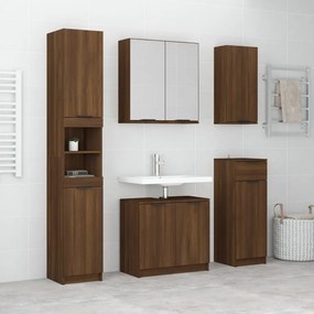 vidaXL 5pcs conj. móveis casa de banho madeira proc. carvalho castanho