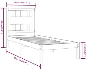 Estrutura de cama 100x200 cm pinho maciço