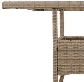 Mesa de jardim com tampo de vidro 80x80x75 cm vime PE bege