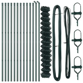 Conjunto de Postes de Cerca Verde 1.6 x 25 m Aço Galvanizado