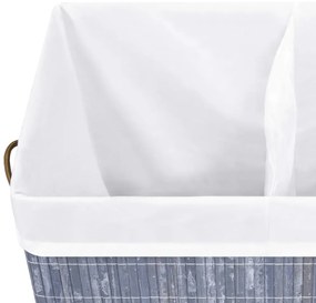 Cesto para roupa suja c/ 2 secções 100 L bambu cinzento