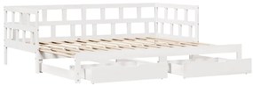 Sofá-cama com gavetão e gavetas sem colchão 90x200 cm branco