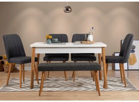 Conjunto de Mesa e Cadeiras Costa – Pinho Atlântico/Branco/Antracite –