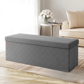 Banco arrumação veludo cotelê 114x38x38cm MDF dobrável antracite