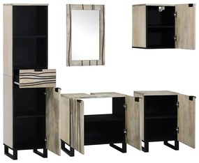 Conjunto de Móveis para Banheiro 5 pcs Castanho nozes