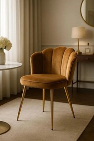 Cadeira Blume Gold Veludo - Castanho Claro