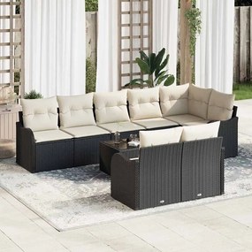 vidaXL Conjunto de Sofá de Jardim Preto vime PE