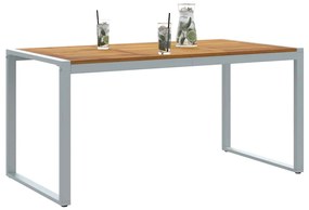 Mesa de Jantar Externa vidaXL Cinza 160x80x75 cm Aço e Madeira Sólida
