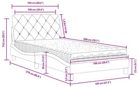 Cama com colchão 100x200 cm veludo rosa