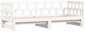 Sofá-cama com gavetão 90x200 cm madeira de pinho maciça branco
