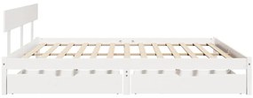 Cama sem colchão 200x200 cm madeira de pinho maciça branco