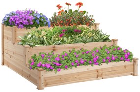 Caixa de Plantio de Madeira Caixa de Plantio de Jardim com 3 Níveis De