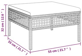 8 pcs conjunto lounge de jardim c/ almofadões vime PE cinzento