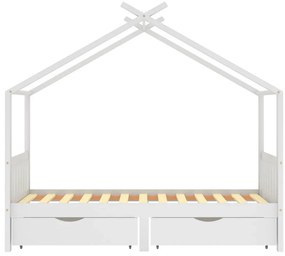 Estrutura cama criança c/ gavetas 90x200 cm pinho maciço branco