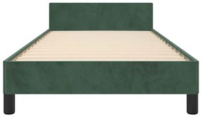 Estrutura de cama sem colchão 100x200 cm veludo verde-escuro