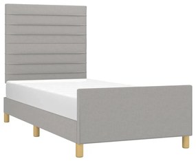 Estrutura de cama sem colchão 90x200 cm tecido cinzento-claro