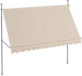 Toldo Manual Retrátil com Manivela 350x120x210-300 cm com Altura Ajustável Impermeável para Jardim Varanda Areia