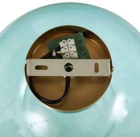 Plafon Art Déco em latão com vidro azul - Sandra