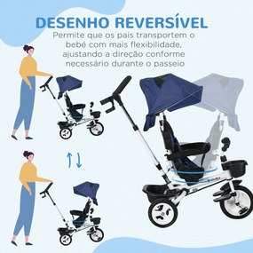 Triciclo para Bebés Dobrável Triciclo Evolutivo 2 em 1 para Crianças d