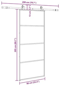 Porta deslizante c/ conj. ferragens 90x205cm vidro ESG preto