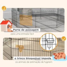 Parque para Animais de Estimação com 8 Paineis 71x61cm Dobrável Cerca para Animais de Estimação com Porta com Trava para Jardim Pátio Exterior Preto
