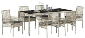 Conjunto de Jantar para Jardim 7 pcs Cinzento-claro