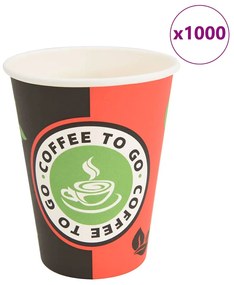 Copos de café de papel 1000 pcs 12oz 300ml vermelho e preto