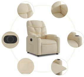 Poltrona reclinável elétrica tecido cor creme