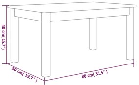 Mesa de centro 80x50x40 cm madeira de pinho maciça