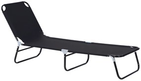 Outsunny Espreguiçadeira Dobrável Reclinável com Ângulo Ajustável de 3 Posições para Exterior Carga 120 kg 188x56x28 cm Preto