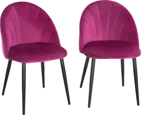 HOMCOM Conjunto de 2 cadeiras de sala de jantar, cadeira de cozinha em veludo Bordeaux Pés em Metal Preto dim. 52C x 54L x 79A cm | Aosom Portugal