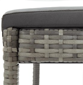 3 pcs conjunto de bar p/ jardim acácia maciça/vime PE cinzento