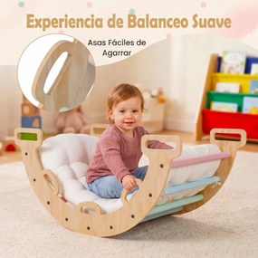 Arco de escalada 3 em 1 bebés Montessori em madeira com almofada e baloiço para interior, a partir de 1 ano, 81 x 48,5 x 38,5 cm, Macron