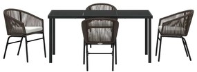 Conjunto de Jantar de Jardim com 5 Peças e Almofadas em Rattan de Poli