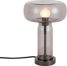 Candeeiro de Mesa Chique de Hotel em Metal Escuro com Vidro Fumê - Amara