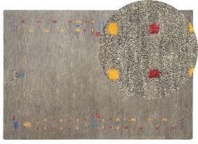 Tapete Gabbeh em lã cinzenta 140 x 200 cm SEYMEN Beliani