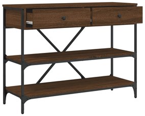 Mesa consola com gavetas e prateleiras carvalho castanho